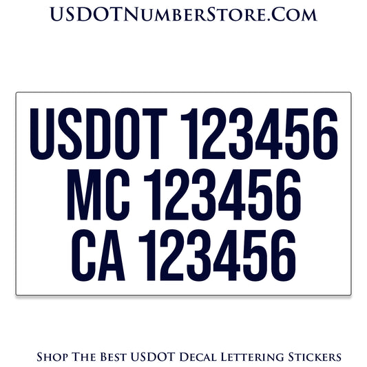 Magnetic Three Line USDOT, MC & CA Number Decal Sign | Set of 2