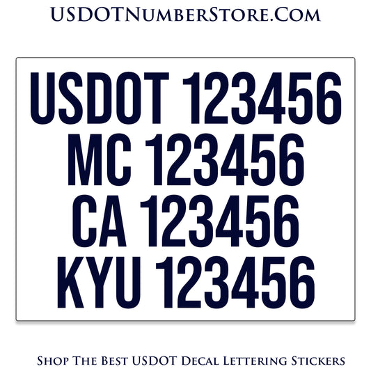 Magnetic Four Line USDOT, MC, CA & KYU Number Decal Sign | Set of 2
