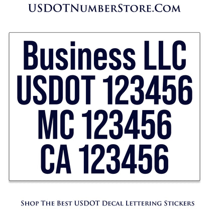 Magnetic Four Line Business Name, USDOT, MC & CA Number Decal Sign | Set of 2