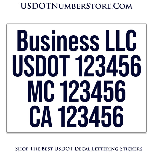 Magnetic Four Line Business Name, USDOT, MC & CA Number Decal Sign | Set of 2