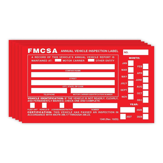 FMCSA Annual Vehicle Inspection Label Decal Sticker (5-Pack)