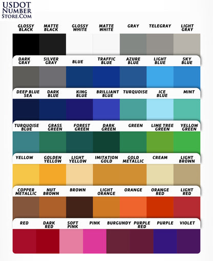 Arched Transport Trucking Name with USDOT, MC, & KYU Number Decal Sticker Lettering | Set of 2