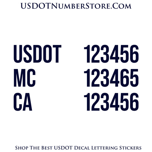 3 Lines of USDOT Number Sticker Decal Lettering | Set of 2