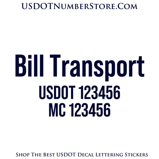Transport Trucking Name with USDOT & MC Number Decal Sticker Lettering | Set of 2