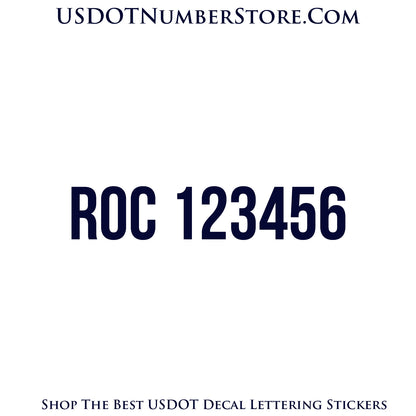 ROC Number Sticker Decal Lettering | Set of 2