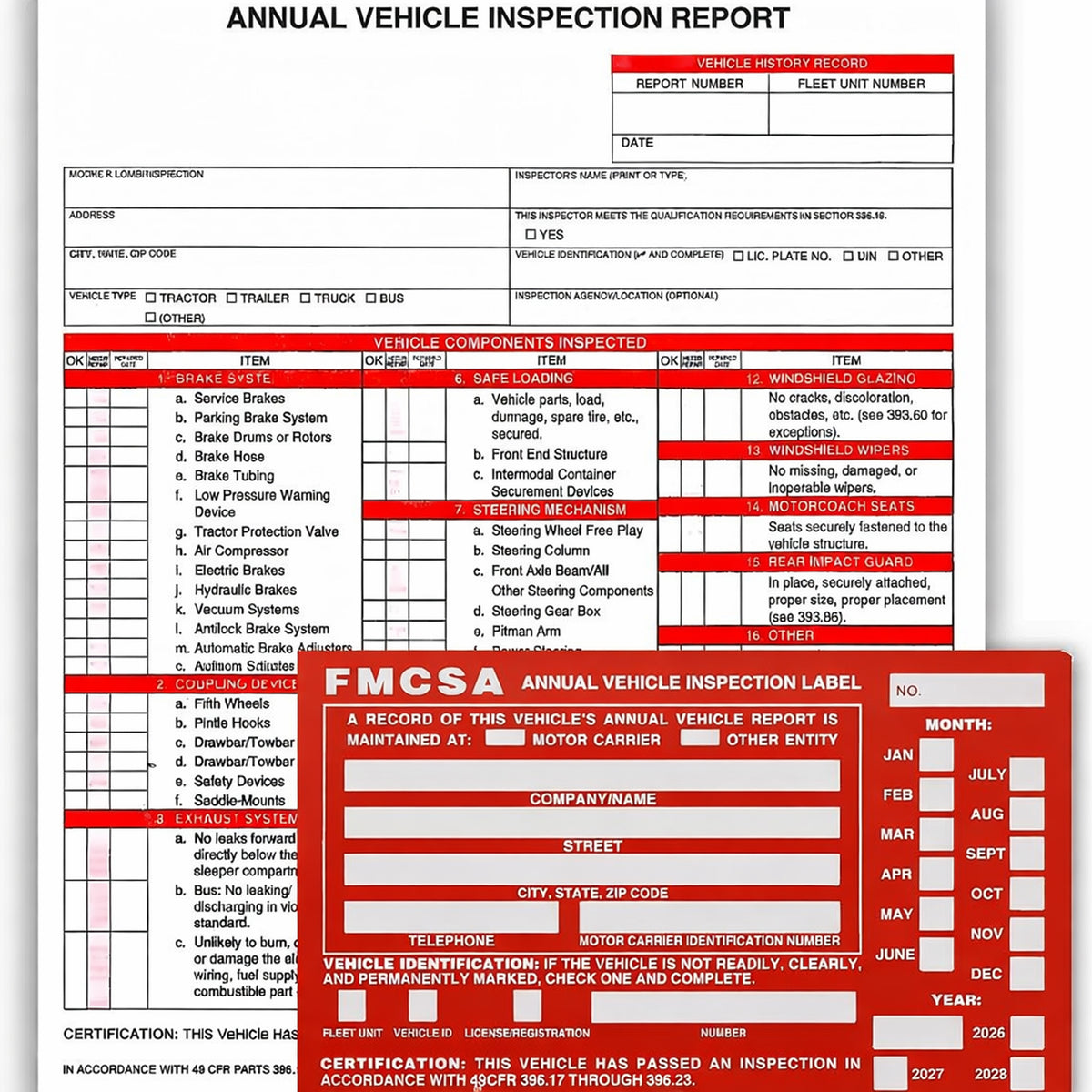 Fmcsa Time Sheet.pdf Annual Vehicle Inspection Report Carbonless Sheet with Red FMCSA Annua ...