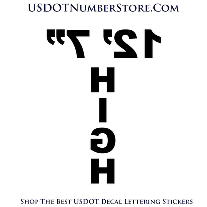 Reversed Trailer, Box or Truck Height Number Sticker Decal Lettering | Set of 2