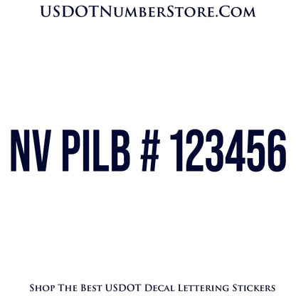 NV PILB Number Sticker Decal Lettering | Set of 2