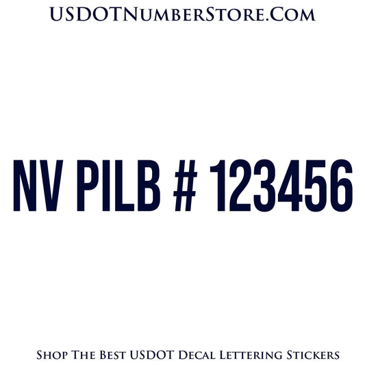 NV PILB Number Sticker Decal Lettering | Set of 2