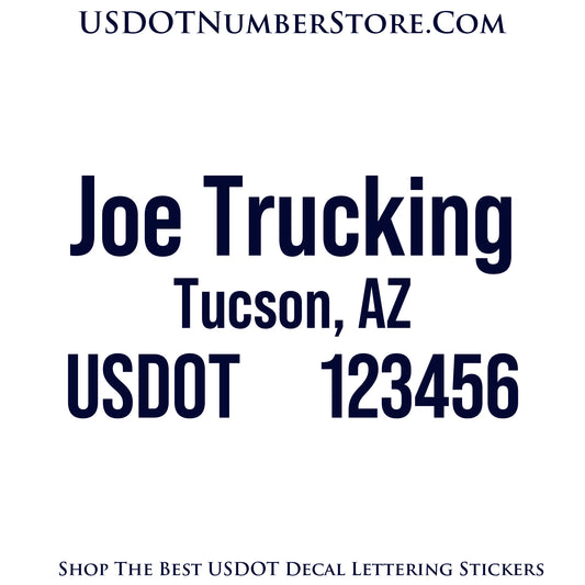 Transport Trucking Name with City & USDOT Number Decal Sticker Lettering | Set of 2
