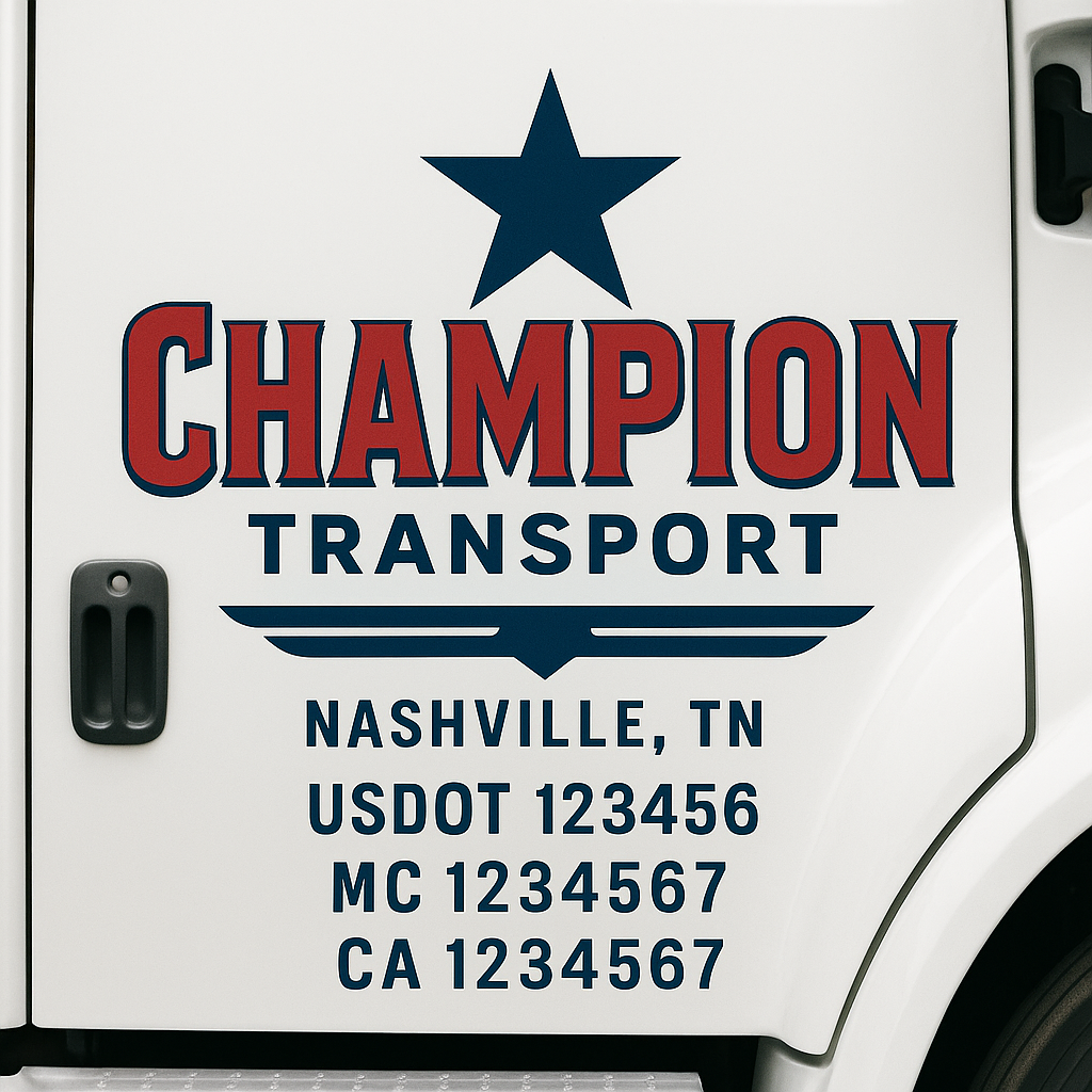 Custom Truck Door Decal Sticker Signs | Trucking or Business Name with City, USDOT, MC, CA Lettering Truck Signs