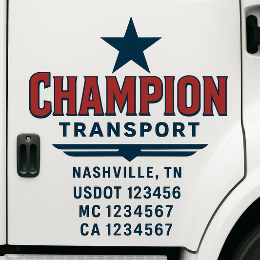 Custom Truck Door Decal Sticker Signs | Trucking or Business Name with City, USDOT, MC, CA Lettering Truck Signs