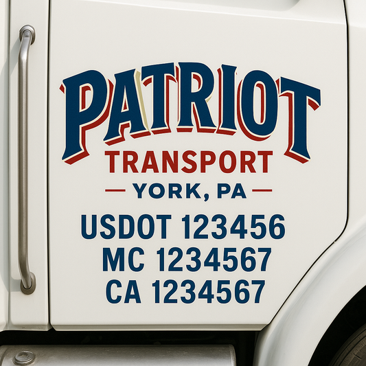 Custom Truck Door Decal Sticker Signs | Trucking or Business Name with City, USDOT, MC, CA Lettering Truck Signs