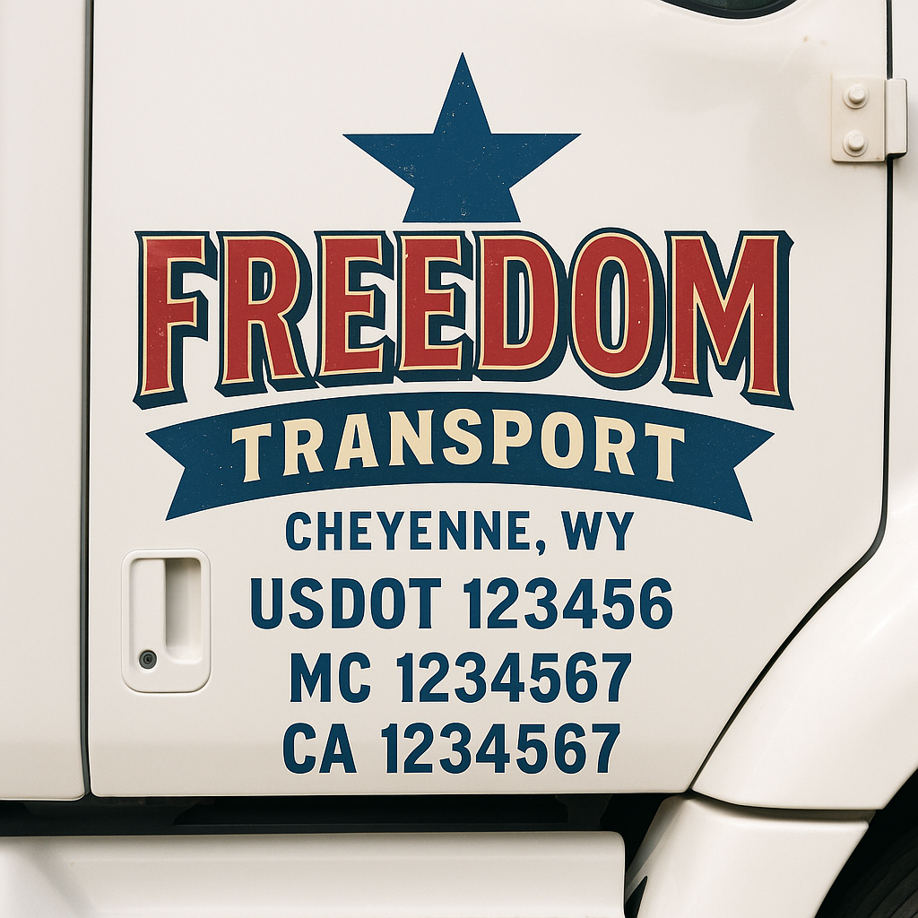 Custom Truck Door Decal Sticker Signs | Trucking or Business Name with City, USDOT, MC, CA Lettering Truck Signs