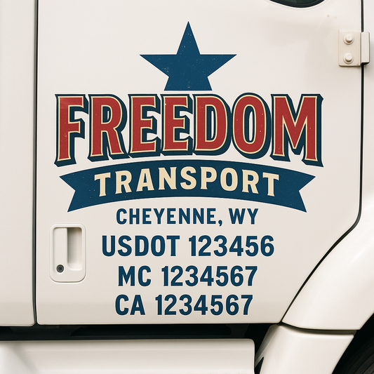 Custom Truck Door Decal Sticker Signs | Trucking or Business Name with City, USDOT, MC, CA Lettering Truck Signs