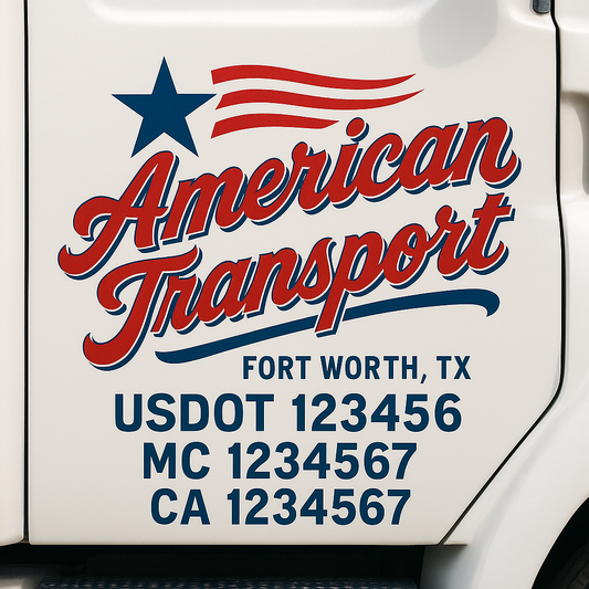 Custom Truck Door Decal Sticker Signs | Trucking or Business Name with City, USDOT, MC, CA Lettering Truck Signs