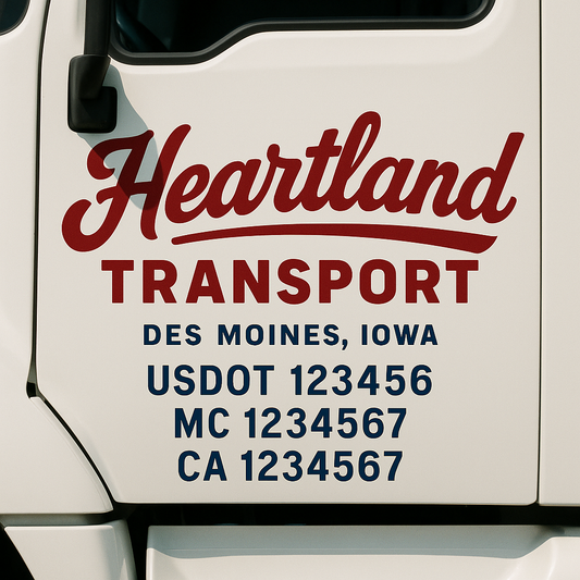 Custom Truck Door Decal Sticker Signs | Trucking or Business Name with City, USDOT, MC, CA Lettering Truck Signs