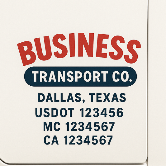 Custom Truck Door Decal Sticker Signs | Trucking or Business Name with City, USDOT, MC, CA Lettering Truck Signs