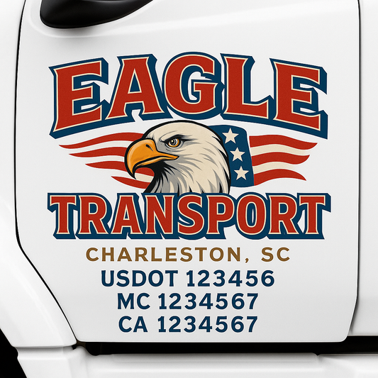 Custom Truck Door Decal Sticker Signs | Trucking or Business Name with City, USDOT, MC, CA Lettering Truck Signs