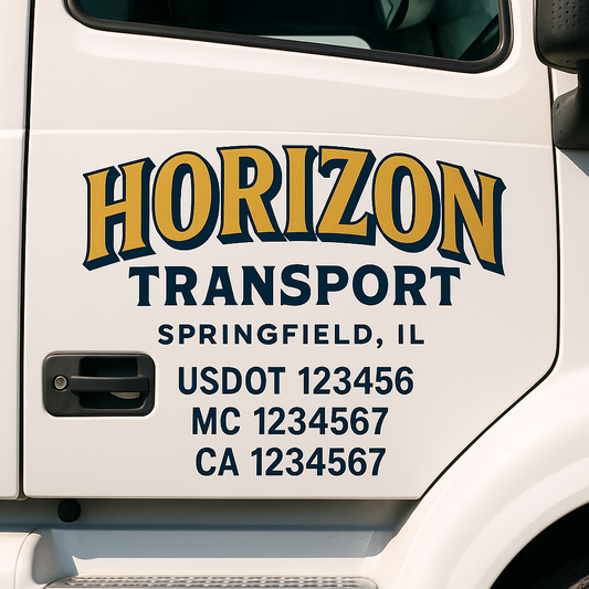 Custom Truck Door Decal Sticker Signs | Trucking or Business Name with City, USDOT, MC, CA Lettering Truck Signs