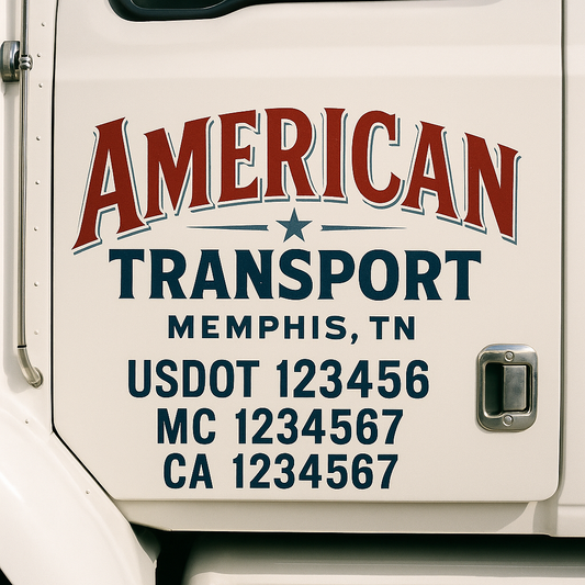 Custom Truck Door Decal Sticker Signs | Trucking or Business Name with City, USDOT, MC, CA Lettering Truck Signs