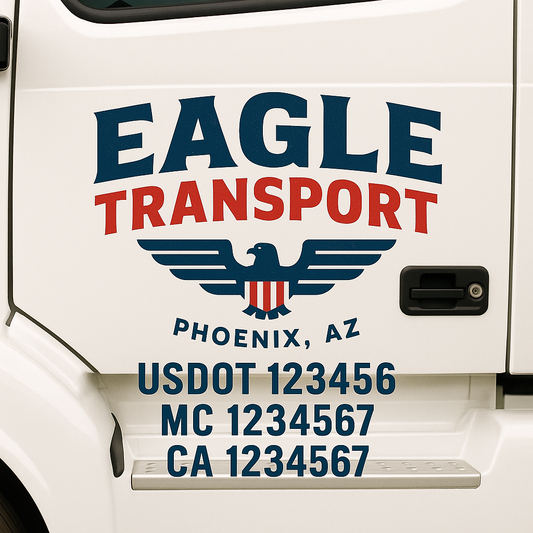 Custom Truck Door Decal Sticker Signs | Trucking or Business Name with City, USDOT, MC, CA Lettering Truck Signs