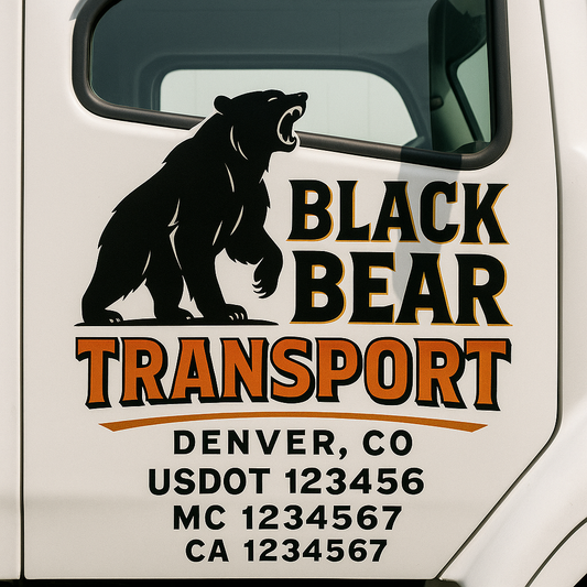 Custom Truck Door Decal Sticker Signs | Trucking or Business Name with City, USDOT, MC, CA Lettering Truck Signs