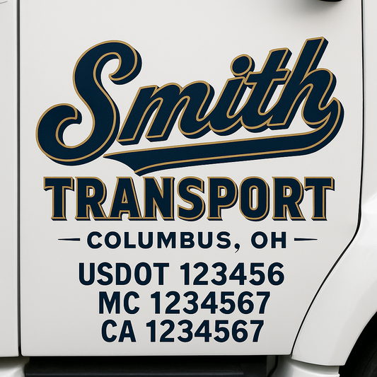 Custom Truck Door Decal Sticker Signs | Trucking or Business Name with City, USDOT, MC, CA Lettering Truck Signs