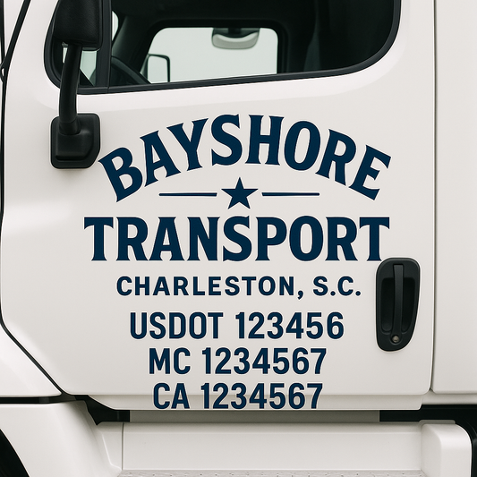 Custom Truck Door Decal Sticker Signs | Trucking or Business Name with City, USDOT, MC, CA Lettering Truck Signs