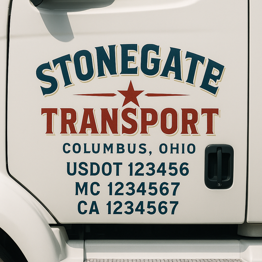 Custom Truck Door Decal Sticker Signs | Trucking or Business Name with City, USDOT, MC, CA Lettering Truck Signs