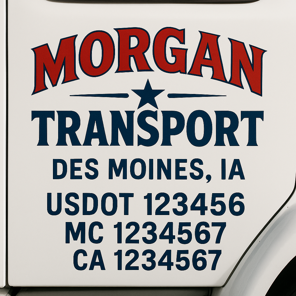 Custom Truck Door Decal Sticker Signs | Trucking or Business Name with City, USDOT, MC, CA Lettering Truck Signs