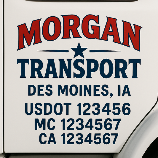 Custom Truck Door Decal Sticker Signs | Trucking or Business Name with City, USDOT, MC, CA Lettering Truck Signs
