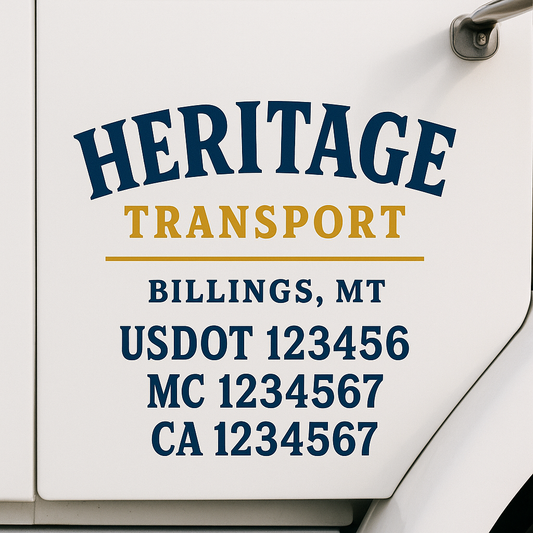 Custom Truck Door Decal Sticker Signs | Trucking or Business Name with City, USDOT, MC, CA Lettering Truck Signs
