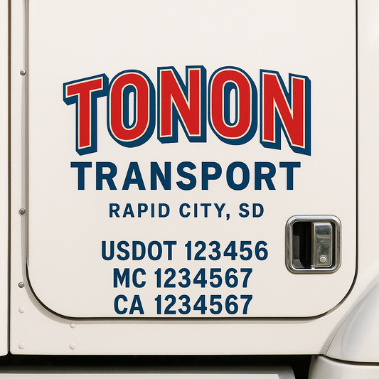 Custom Truck Door Decal Sticker Signs | Trucking or Business Name with City, USDOT, MC, CA Lettering Truck Signs