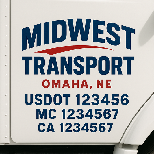 Custom Truck Door Decal Sticker Signs | Trucking or Business Name with City, USDOT, MC, CA Lettering Truck Signs