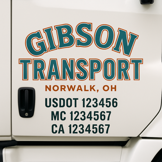 Custom Truck Door Decal Sticker Signs | Trucking or Business Name with City, USDOT, MC, CA Lettering Truck Signs