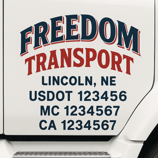 Custom Truck Door Decal Sticker Signs | Trucking or Business Name with City, USDOT, MC, CA Lettering Truck Signs