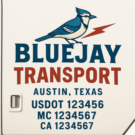 Custom Truck Door Decal Sticker Signs | Trucking or Business Name with City, USDOT, MC, CA Lettering Truck Signs