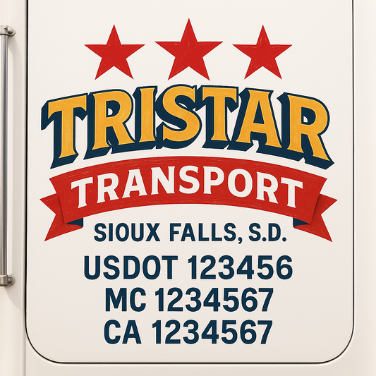 Custom Truck Door Decal Sticker Signs | Trucking or Business Name with City, USDOT, MC, CA Lettering Truck Signs