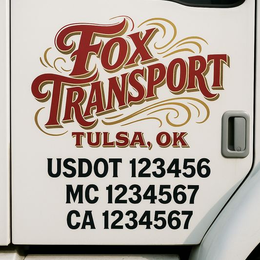 Custom Truck Door Decal Sticker Signs | Trucking or Business Name with City, USDOT, MC, CA Lettering Truck Signs