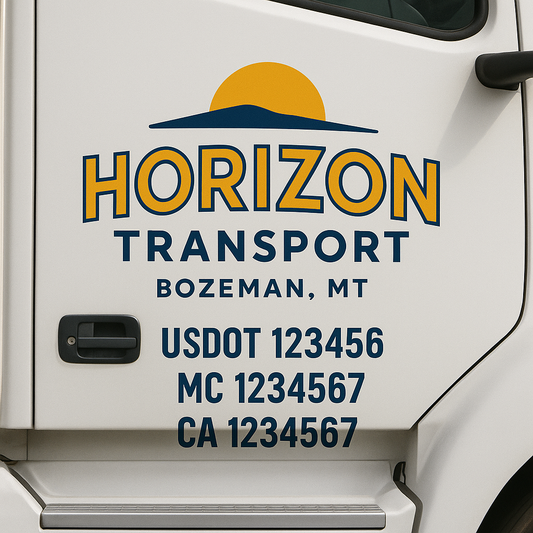 Custom Truck Door Decal Sticker Signs | Trucking or Business Name with City, USDOT, MC, CA Lettering Truck Signs