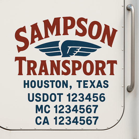 Custom Truck Door Decal Sticker Signs | Trucking or Business Name with City, USDOT, MC, CA Lettering Truck Signs