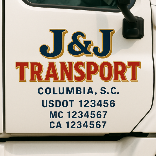 Custom Truck Door Decal Sticker Signs | Trucking or Business Name with City, USDOT, MC, CA Lettering Truck Signs