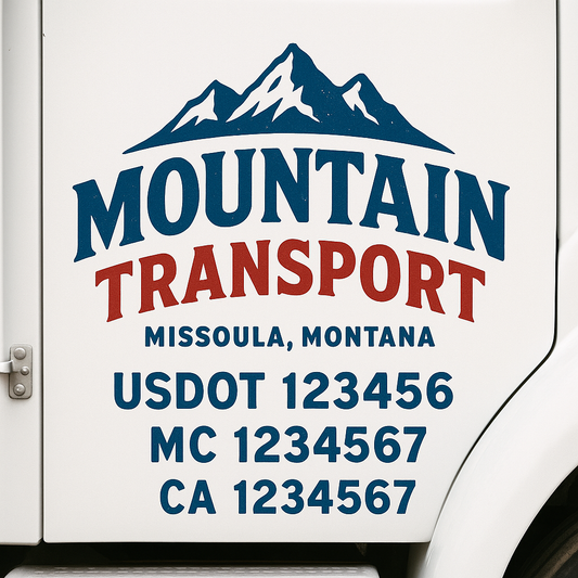 Custom Truck Door Decal Sticker Signs | Trucking or Business Name with City, USDOT, MC, CA Lettering Truck Signs