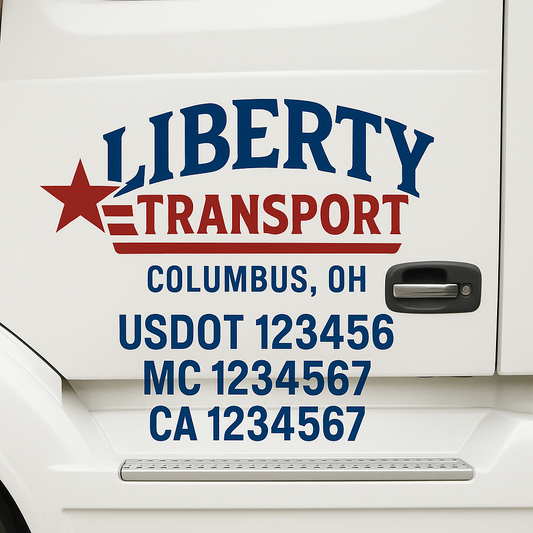 Custom Truck Door Decal Sticker Signs | Trucking or Business Name with City, USDOT, MC, CA Lettering Truck Signs