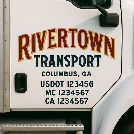 Custom Truck Door Decal Sticker Signs | Trucking or Business Name with City, USDOT, MC, CA Lettering Truck Signs