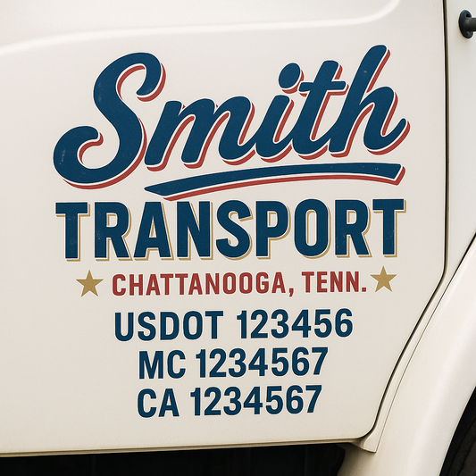 Custom Truck Door Decal Sticker Signs | Trucking or Business Name with City, USDOT, MC, CA Lettering Truck Signs