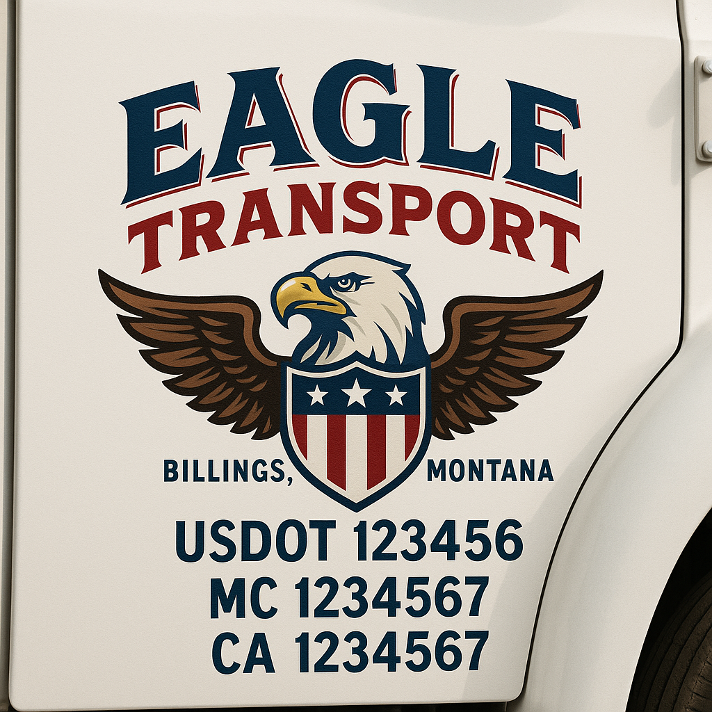 Custom Truck Door Decal Sticker Signs | Trucking or Business Name with City, USDOT, MC, CA Lettering Truck Signs