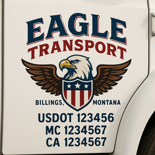 Custom Truck Door Decal Sticker Signs | Trucking or Business Name with City, USDOT, MC, CA Lettering Truck Signs