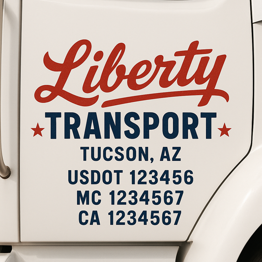 Custom Truck Door Decal Sticker Signs | Trucking or Business Name with City, USDOT, MC, CA Lettering Truck Signs